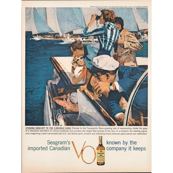 1959 Seagram's VO Canadian Whisky Vintage Print Ad Yachting Sailing Nautical 50s - Picture 1 of 1